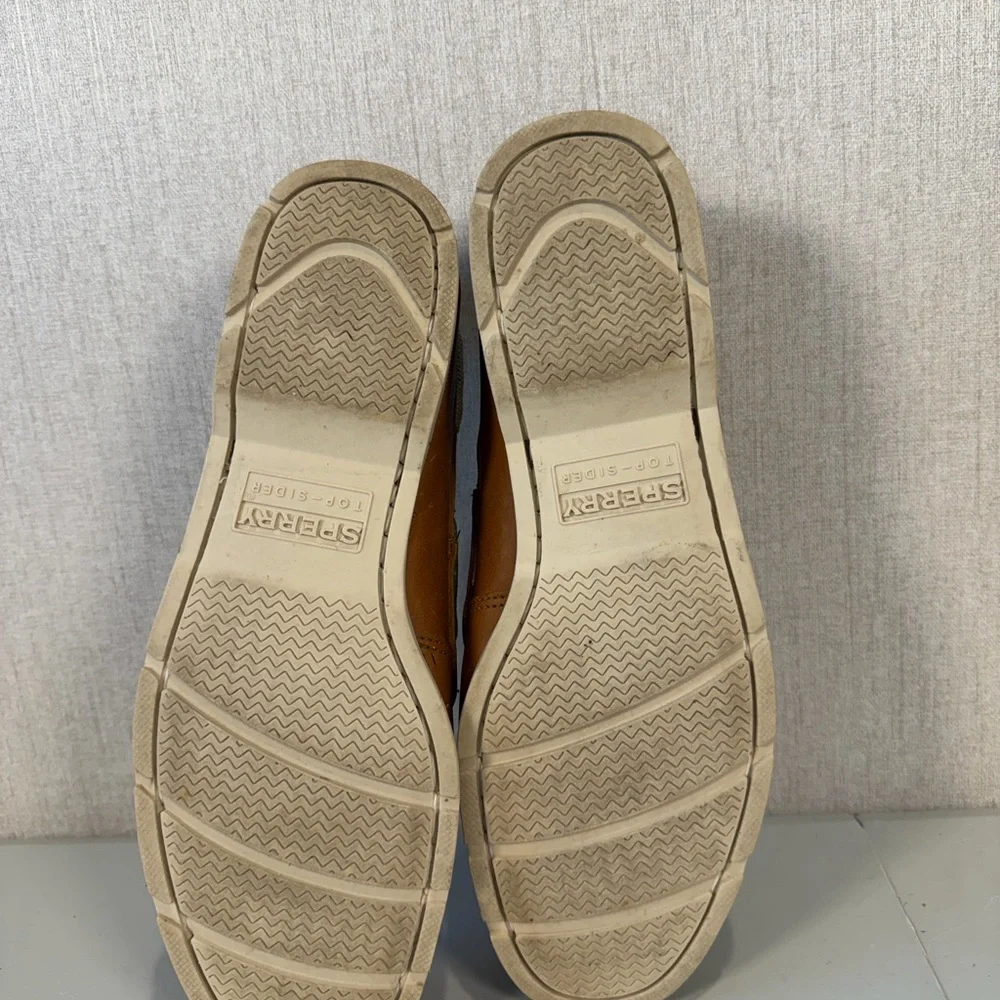 Sperry Top Sider STS12002 Brown Leather Boat‎ Shoes Lace Up Men's Size 9.5M